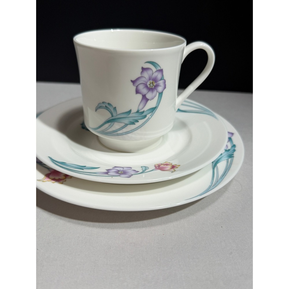 Lenox Decor Isle Royale 3 Piece Tea Set Cup Saucer Plate Floral Japan 7877